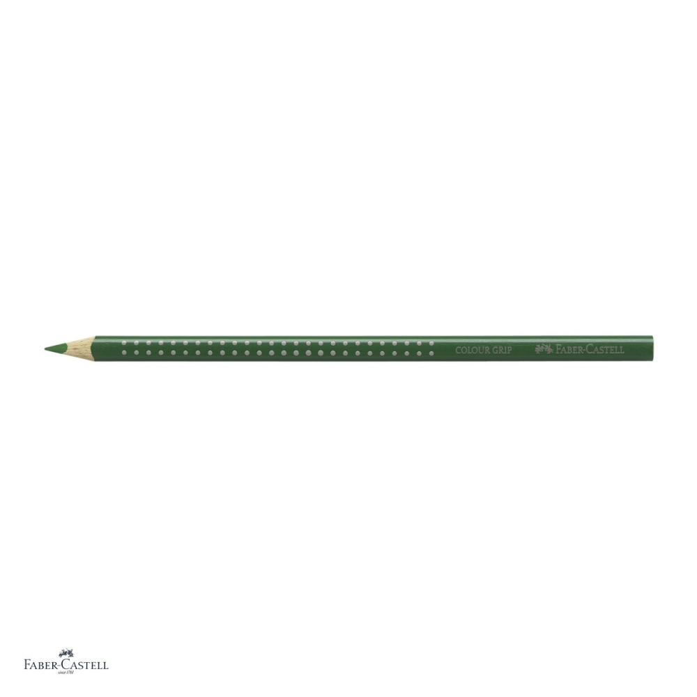 Set 12 creioane colorate Faber-Castell Grip, culoare verde oliv, forma triunghiulara ergonomica, pentru copii [4]