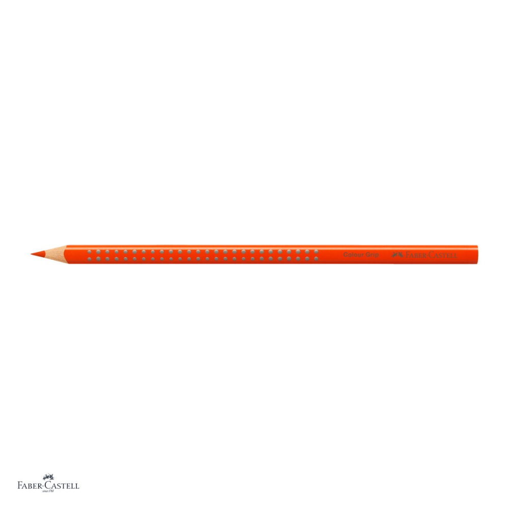 Set 12 creioane colorate Faber-Castell Grip portocaliu, forma triunghiulara ergonomica, pentru copii [4]