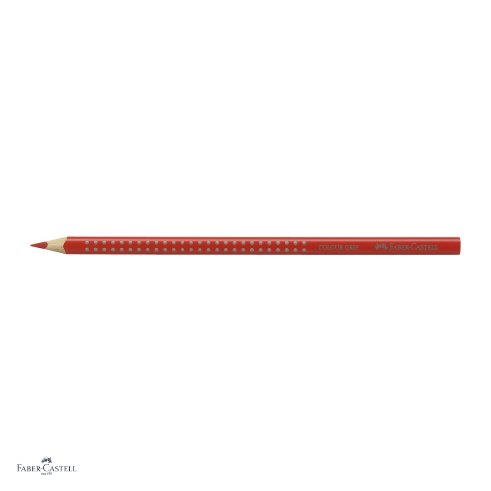 Set 12 creioane colorate Faber-Castell Grip, rosu intens, forma triunghiulara ergonomica, pentru copii [4]
