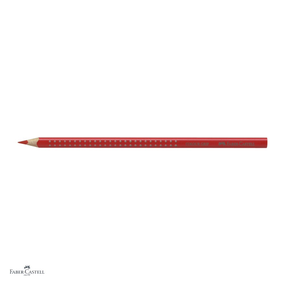 Set 12 creioane colorate Faber-Castell Grip, rosu scarlet, forma triunghiulara ergonomica, pentru copii [4]
