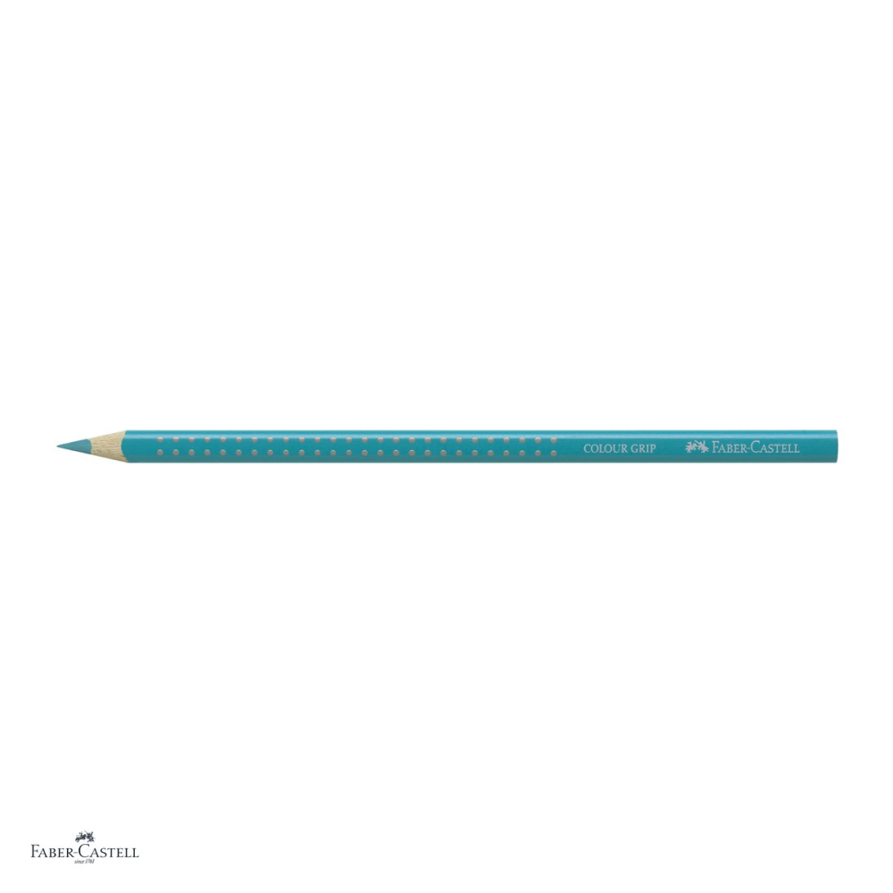 Set 12 creioane colorate Faber-Castell Grip verde cobalt, forma triunghiulara ergonomica, pentru copii [4]