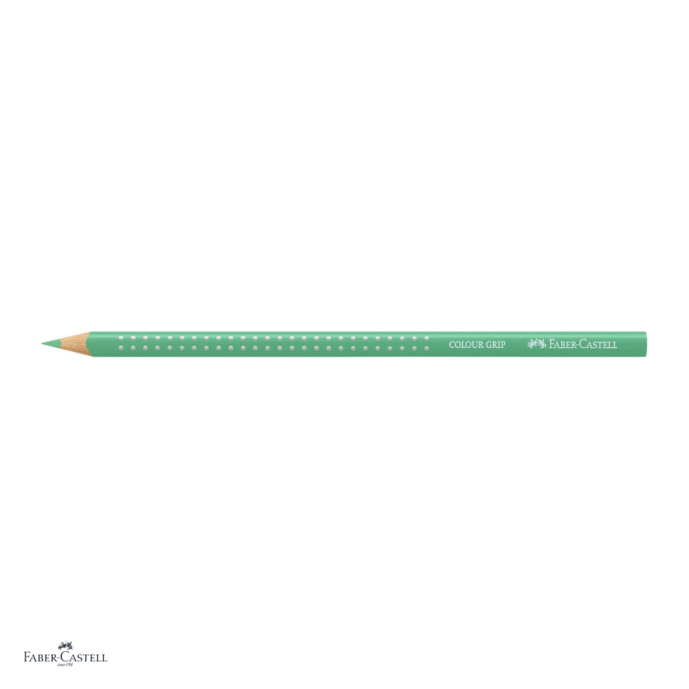 Set 12 creioane colorate Faber-Castell Grip, verde phtalo deschis, forma triunghiulara ergonomica, pentru copii [4]