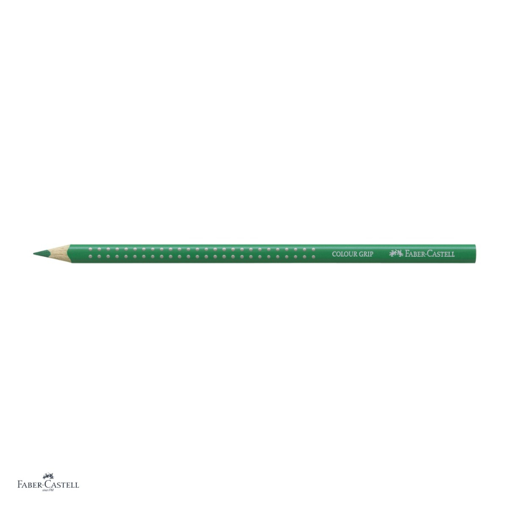 Set 12 creioane colorate Faber-Castell Grip, verde smarald, forma triunghiulara ergonomica, pentru copii [4]