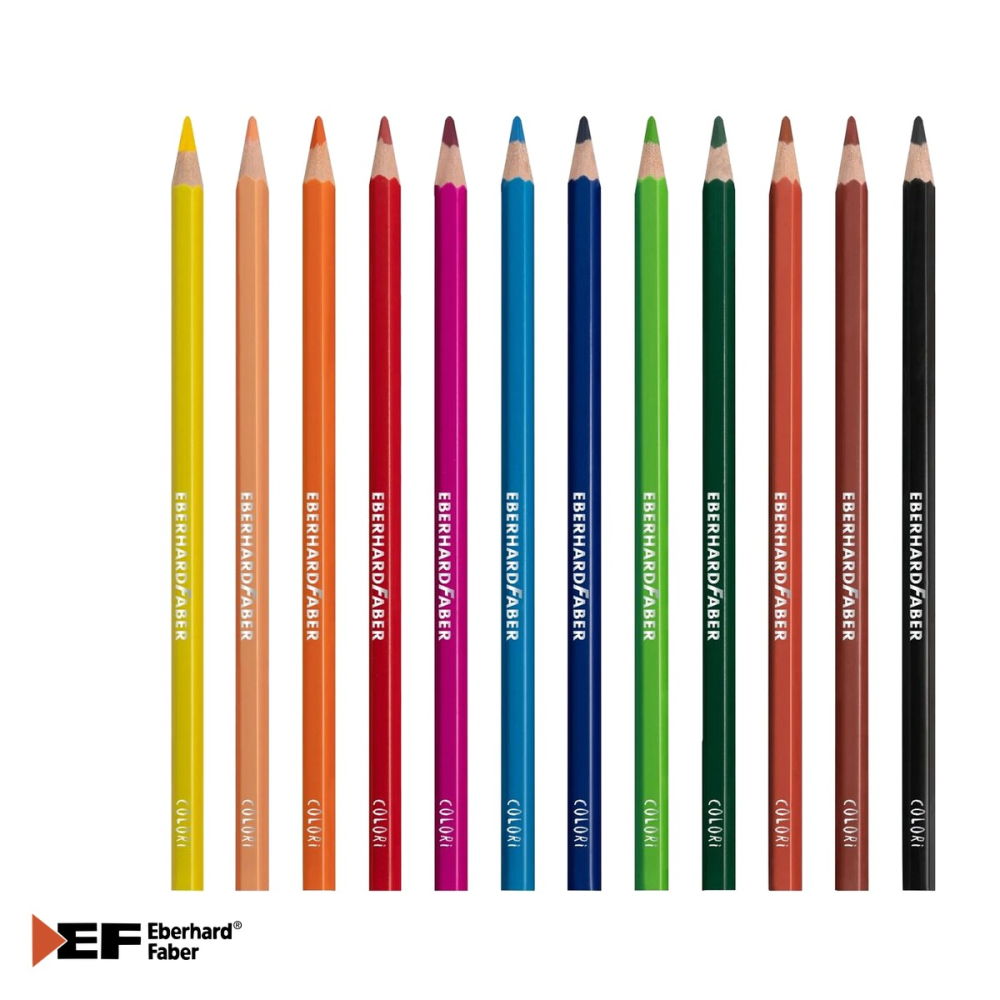 Set 12 creioane colorate fara lemn Eberhard Faber, forma hexagonala, culori intense rezistente la apa [5]