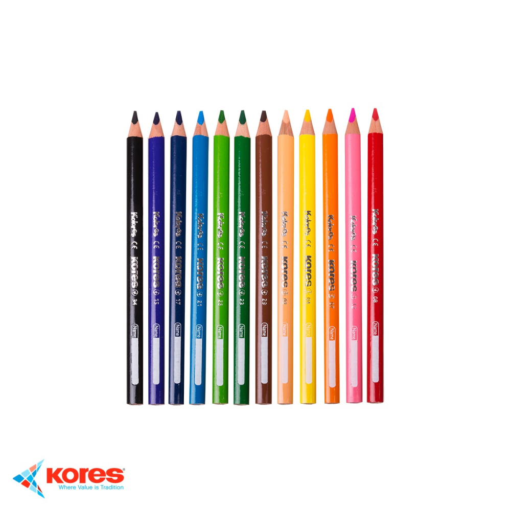 Set 12 creioane colorate Kores Jumbo triunghiulare, mina 5 mm, cu ascutitoare inclusa, pentru copii [4]