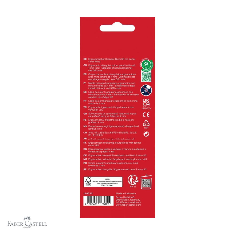 Set 12 creioane colorate triunghiulare Faber-Castell Ergonomics, mina 4 mm, pentru copii [4]
