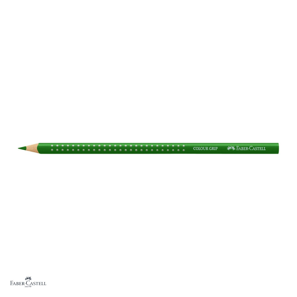 Set 12 creioane colorate verzi Faber-Castell Grip, forma triunghiulara ergonomica, pentru copii [4]