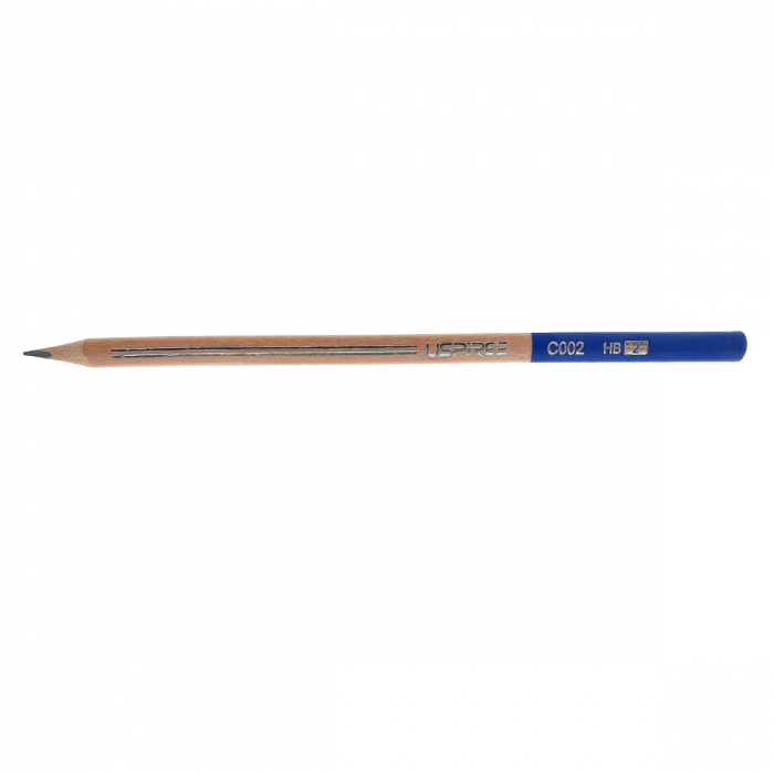 Set 12 creioane din lemn, cu mina HB de 2.2mm din grafit, model USPIRE C002-HB, lungime 17.5cm, forma triunghiulara cu un capat albastru, in cutie [5]