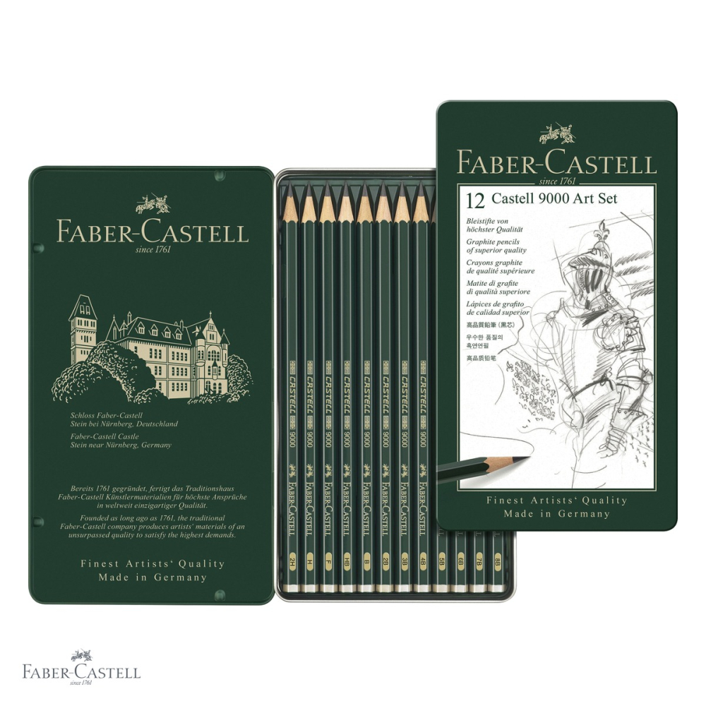 Set 12 creioane grafit Faber-Castell Castell 9000, durite asortate, pentru desen si schite profesionale [4]
