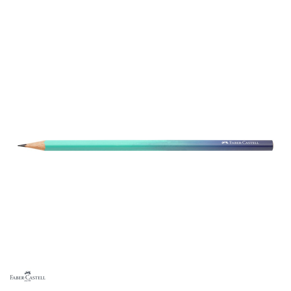 Set 12 creioane grafit Faber-Castell Flow, duritate B, forma triunghiulara ergonomica, albastru-turcoaz [4]