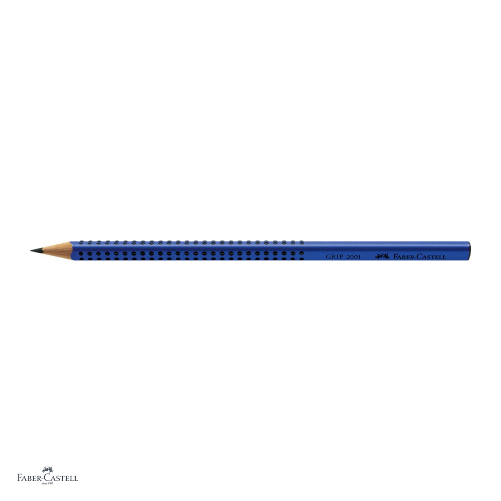 Set 12 creioane grafit Faber-Castell Grip 2001, duritate B, forma triunghiulara ergonomica, zona Grip antiderapanta, mina rezistenta la rupere (lipire SV), lac pe baza de apa, albastru [4]