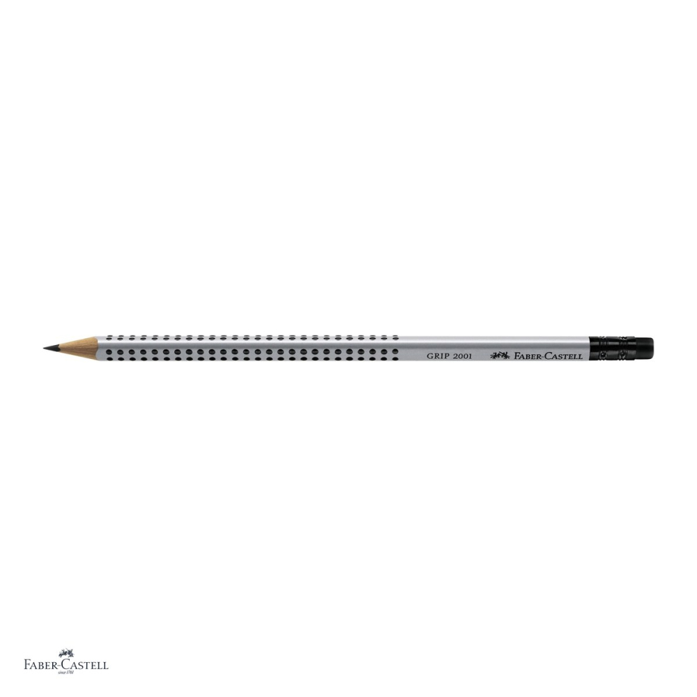 Set 12 creioane grafit Faber-Castell Grip 2001, mina HB, forma triunghiulara ergonomica cu guma inclusa [4]