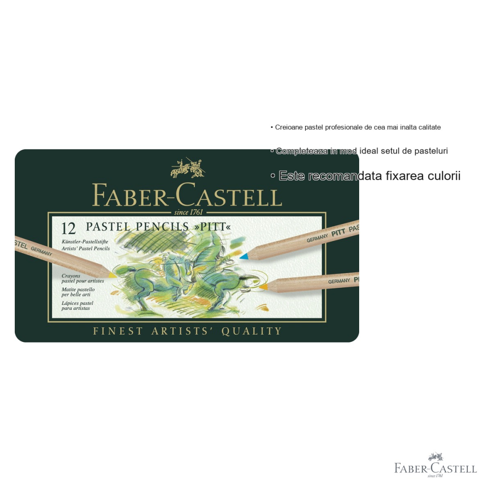 Set 12 creioane pastel Pitt Faber-Castell, mina groasa 4.3 mm, pentru artisti profesionisti [3]