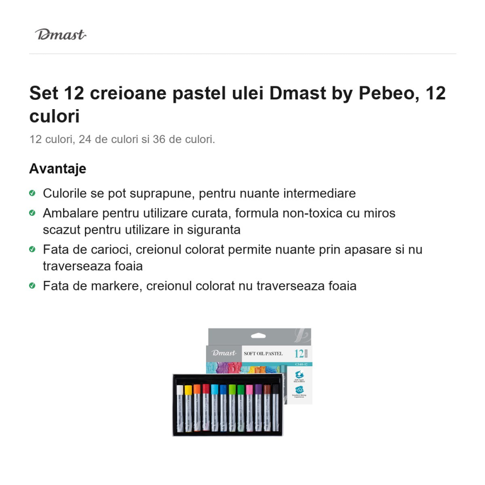 Set 12 creioane pastel ulei Dmast by Pebeo, 12 culori [2]