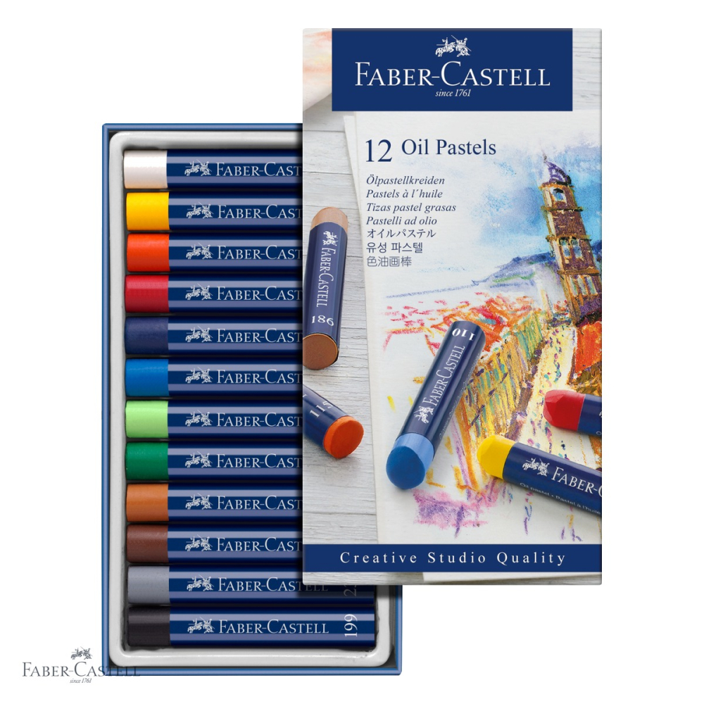 Set 12 creioane ulei pastel Faber-Castell, culori permanente de inalta calitate, pentru tehnici artistice [4]