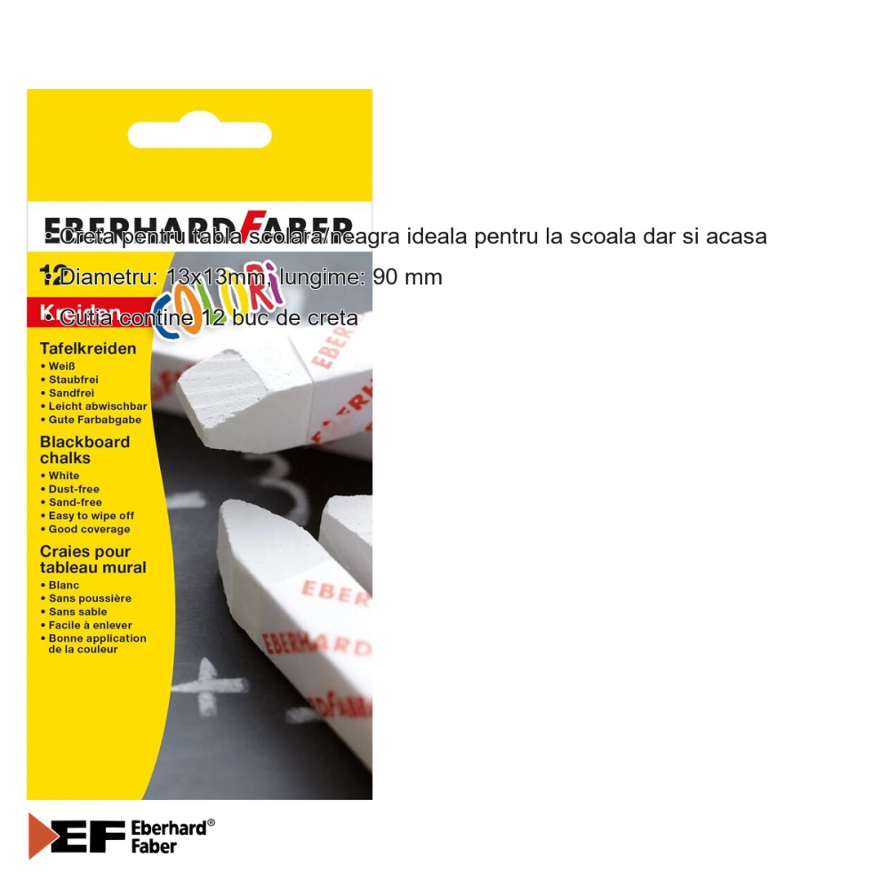Set 12 crete albe Eberhard Faber, cu invelis protector de hartie, fara praf, pentru tabla scolara [3]