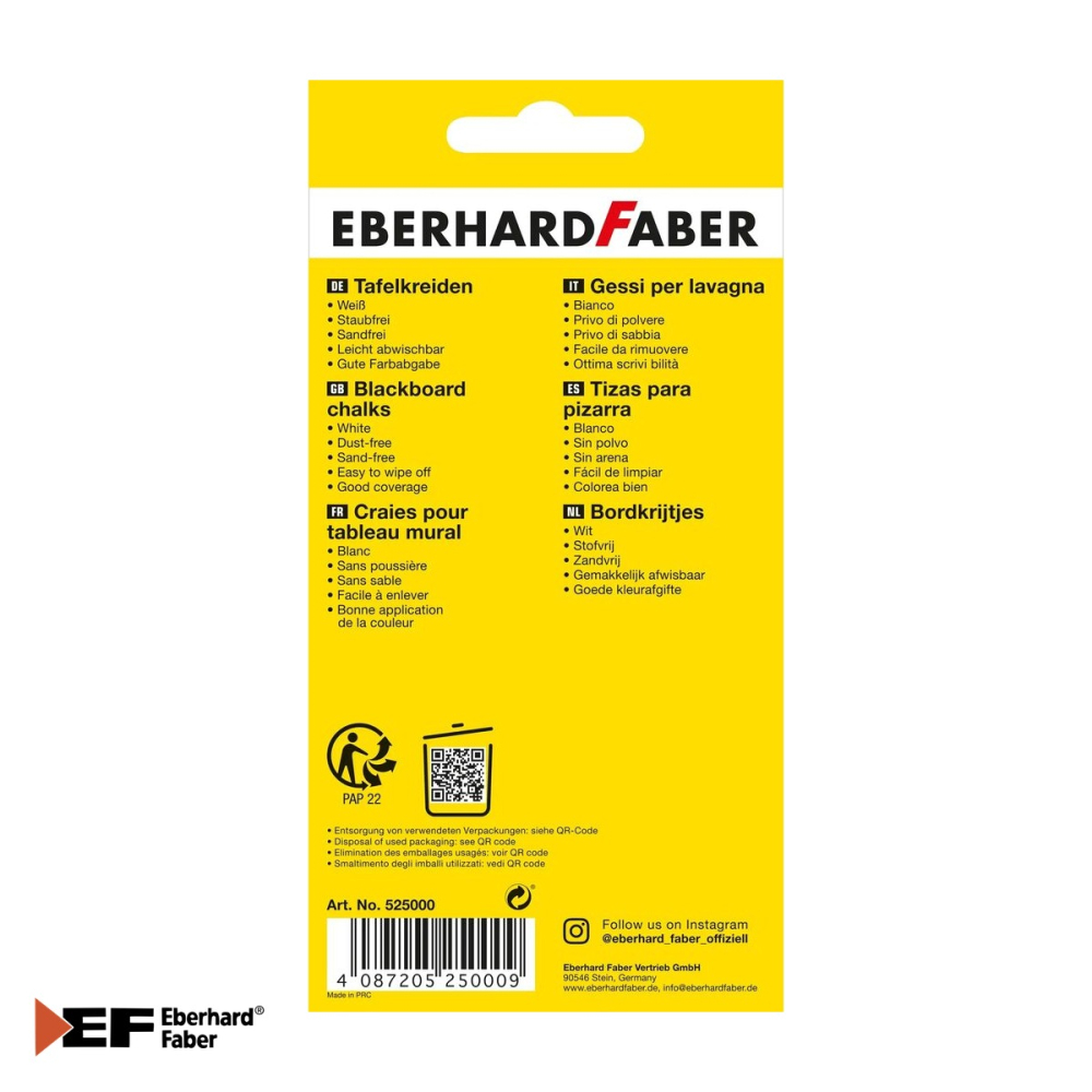 Set 12 crete albe Eberhard Faber, cu invelis protector de hartie, fara praf, pentru tabla scolara [4]