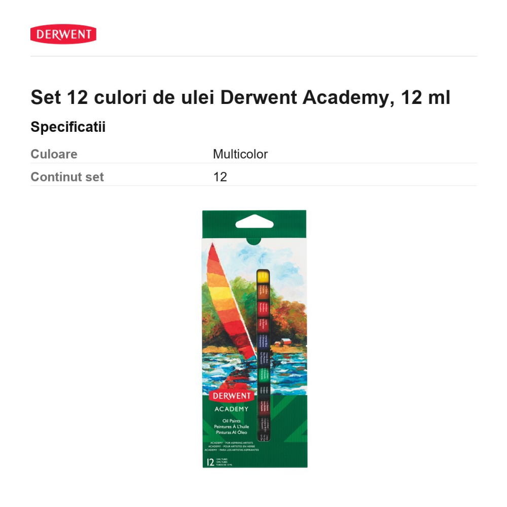 Set 12 culori de ulei Derwent Academy, 12 ml [3]