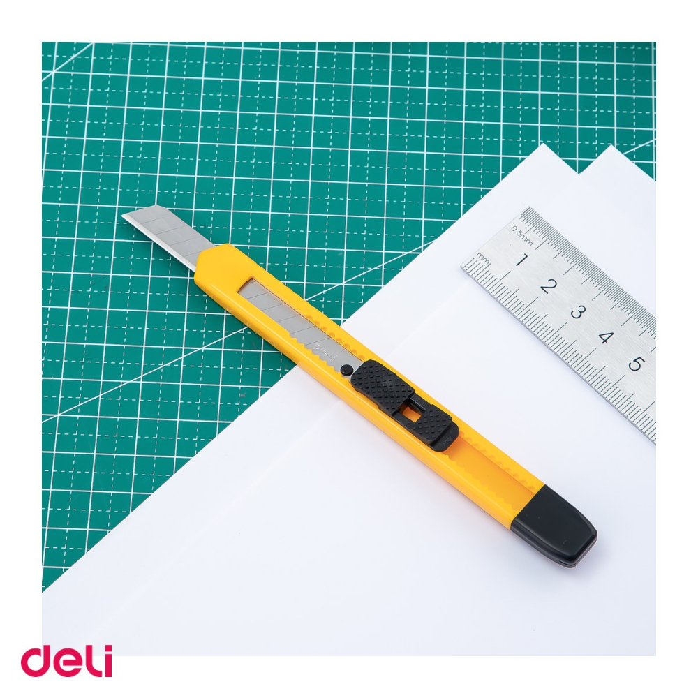 Set 12 cuttere mici Deli, lama din inox, cu orificiu de agatare, 125x15x12 mm [5]