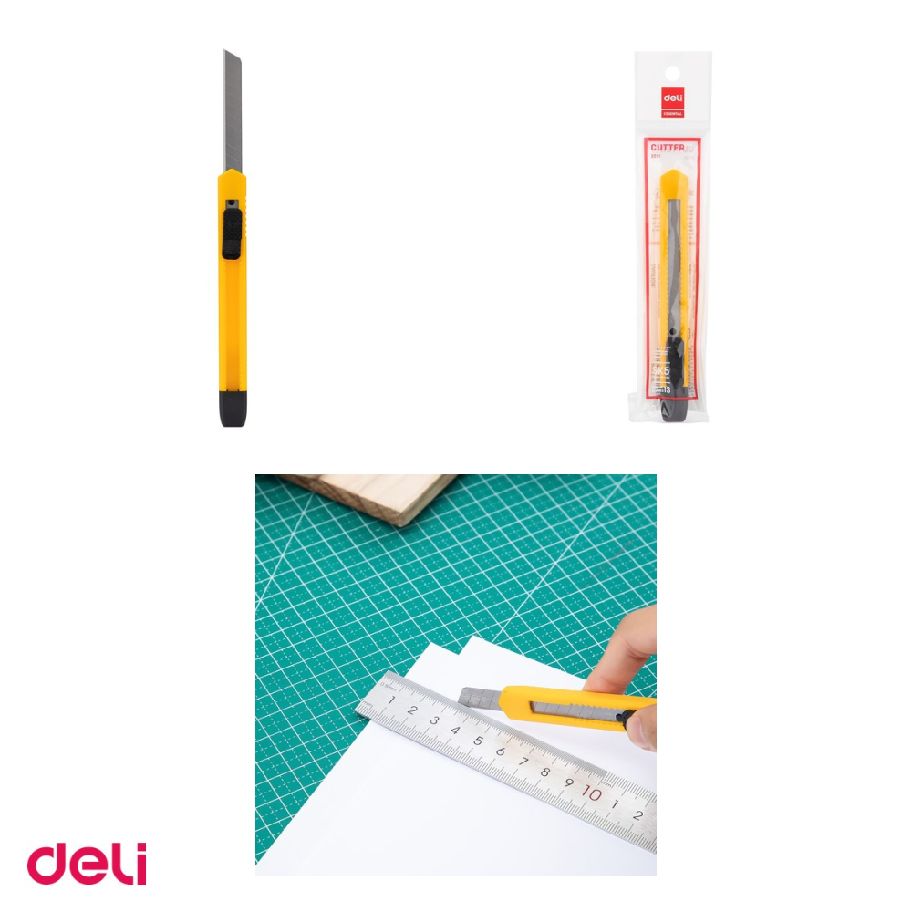 Set 12 cuttere mici Deli, lama din inox, cu orificiu de agatare, 125x15x12 mm [4]