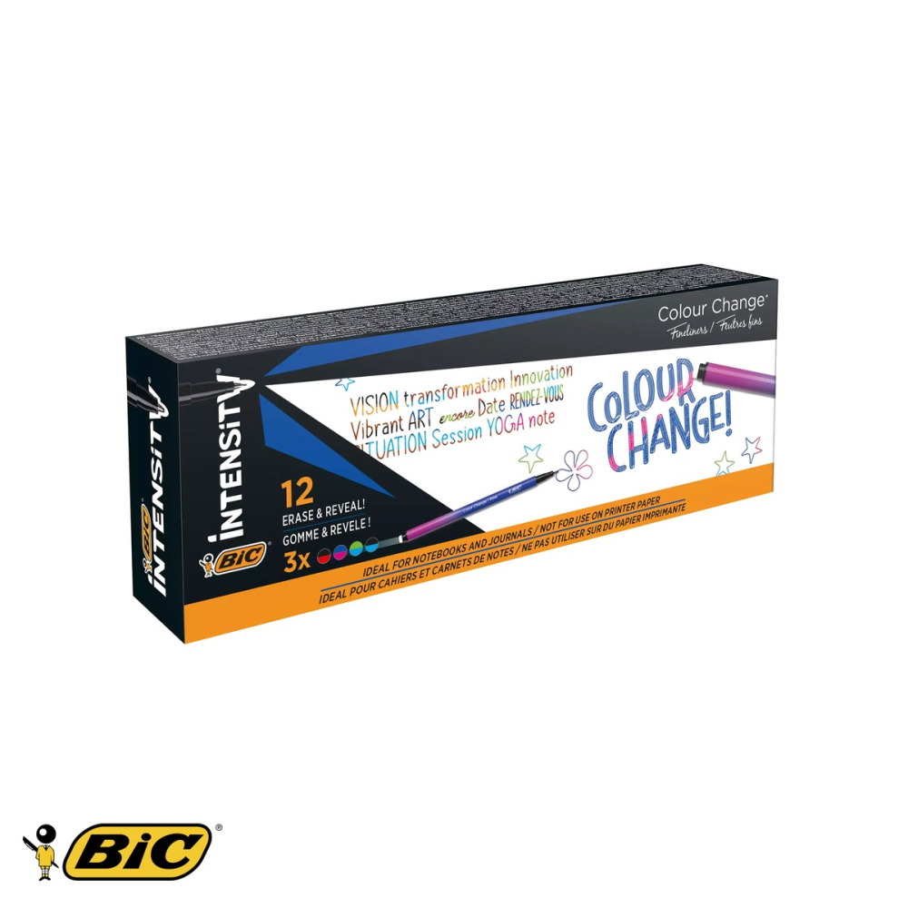 Set 12 linere Bic Color Change 0.4 mm, cerneala pe baza de apa, culori asortate, pentru notite si grafica [1]