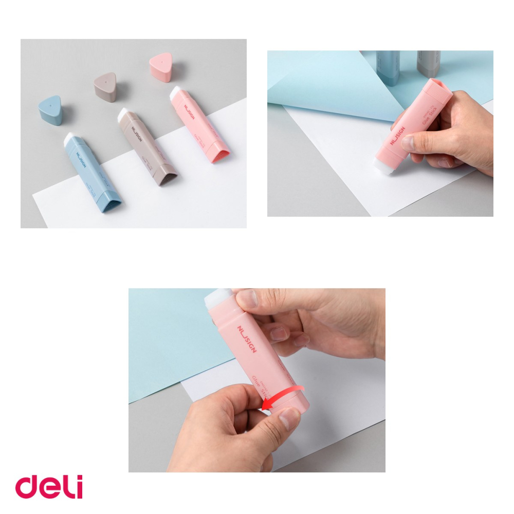 Set 12 lipiciuri stick triunghiulare Deli Nusign 21g, uscare rapida, lavabil, pentru birou si scoala [4]