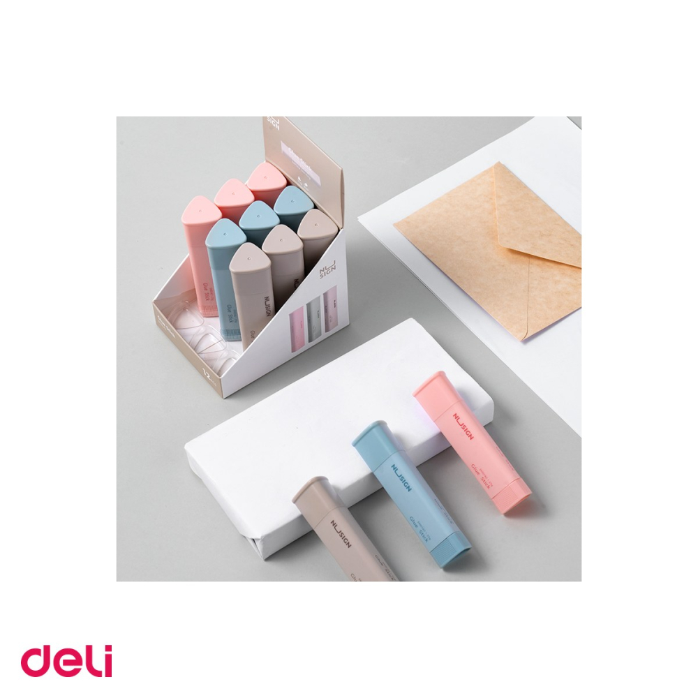 Set 12 lipiciuri stick triunghiulare Deli Nusign 21g, uscare rapida, lavabil, pentru birou si scoala [5]