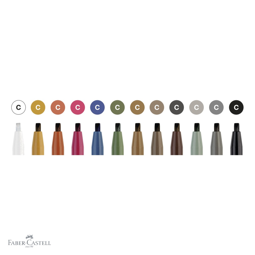 Set 12 markere caligrafice Faber-Castell Pitt Artist Pen, varf caligrafic, cutie studio pentru artisti [4]