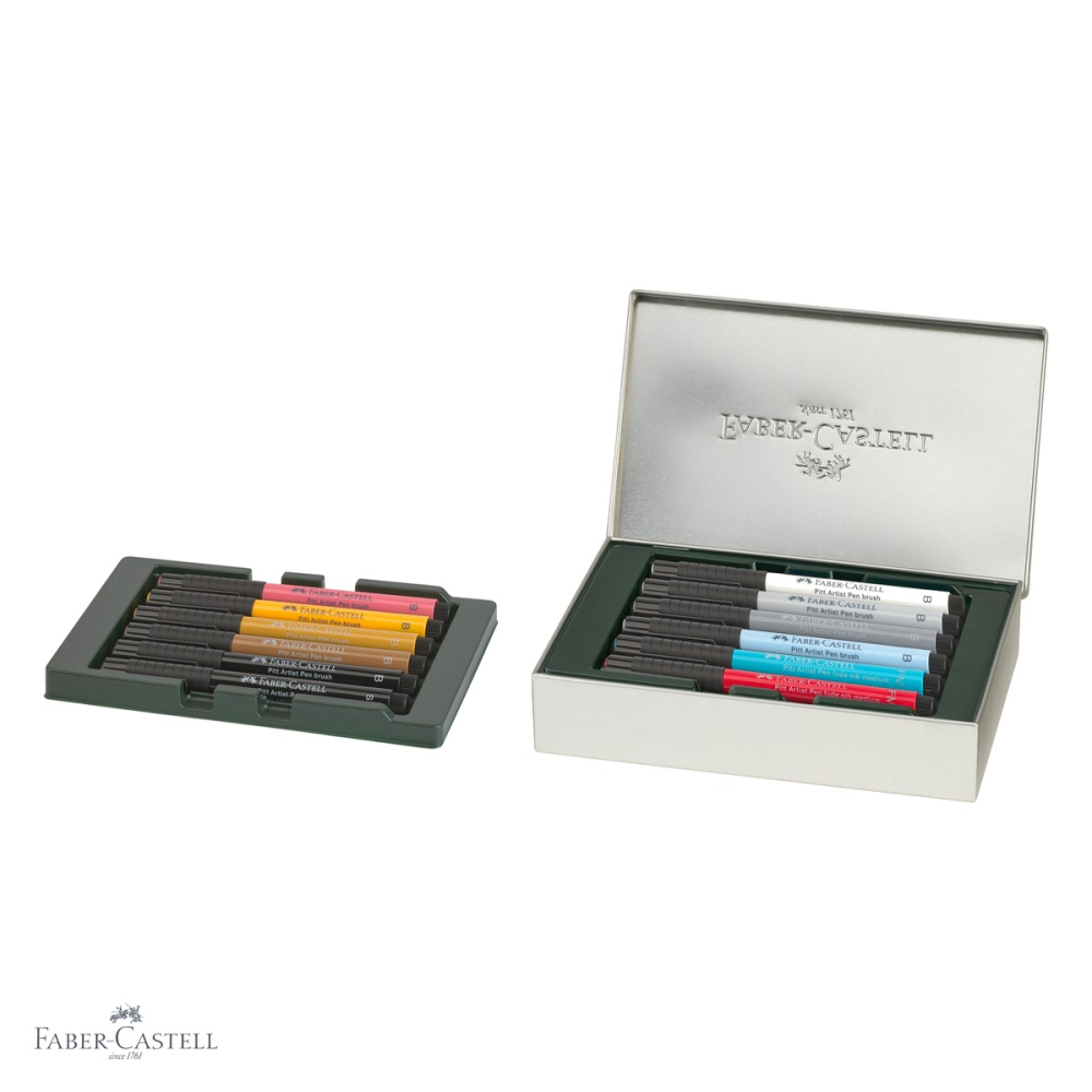 Set 12 markere Faber-Castell Pitt Artist Pen Cities London, varf pensula flexibil, cerneala rezistenta la apa [4]