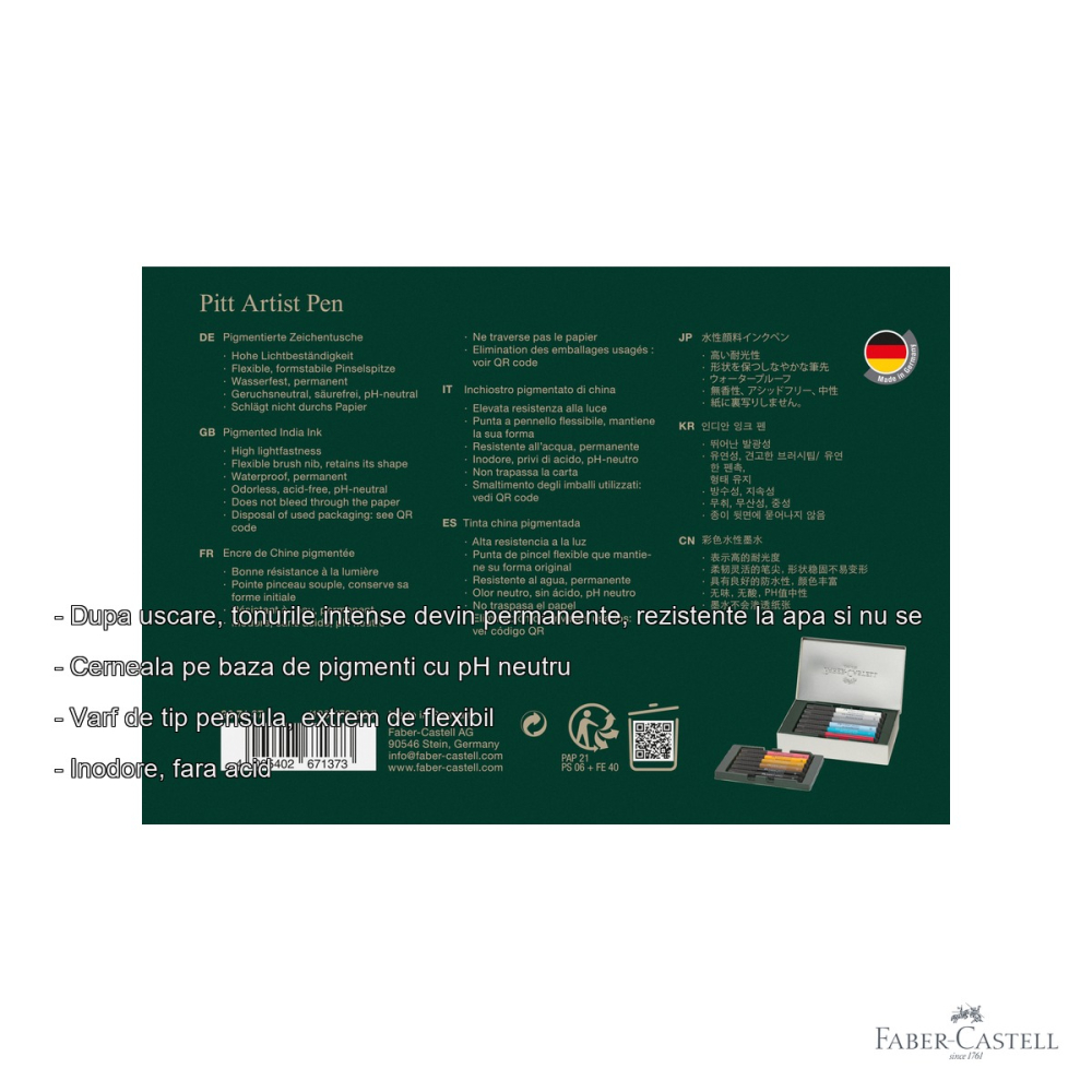 Set 12 markere Faber-Castell Pitt Artist Pen Cities London, varf pensula flexibil, cerneala rezistenta la apa [2]