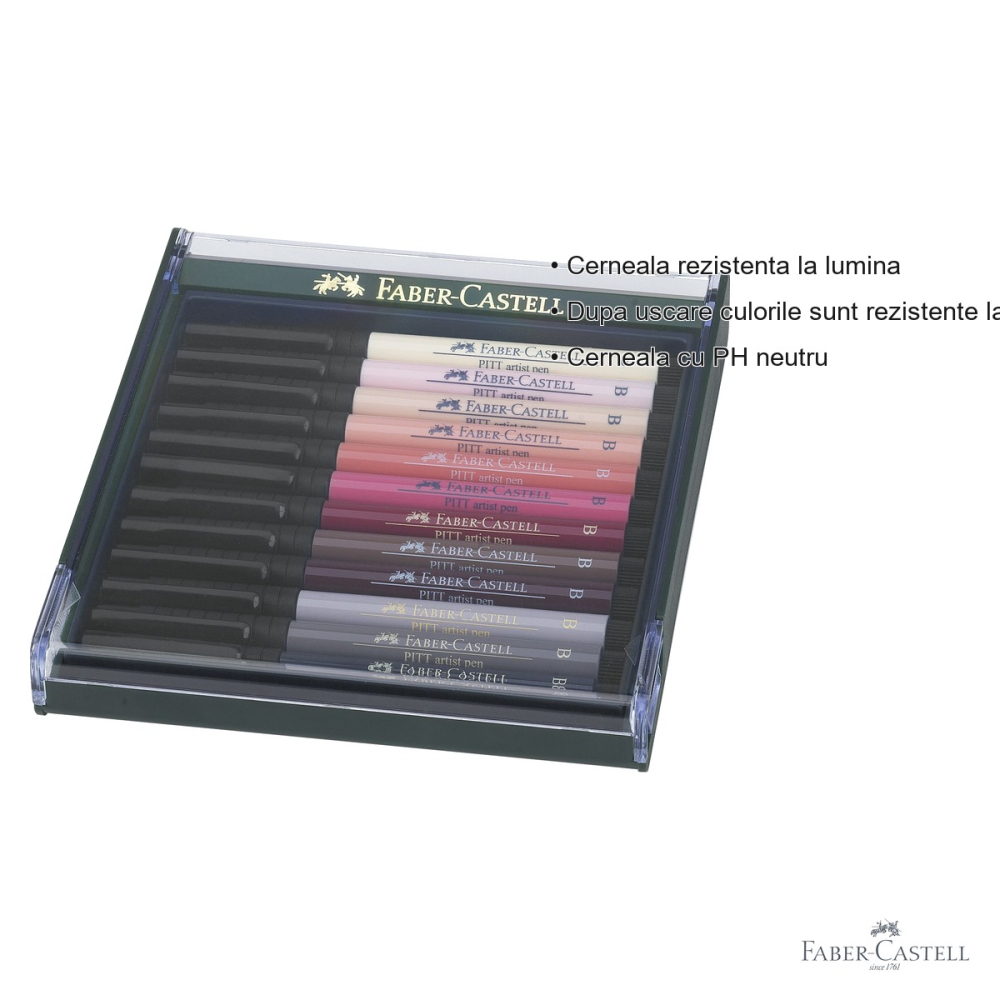Set 12 markere Faber-Castell Pitt Artist Pen tip pensula, tonurile pielii, pentru portrete si ilustratie [3]