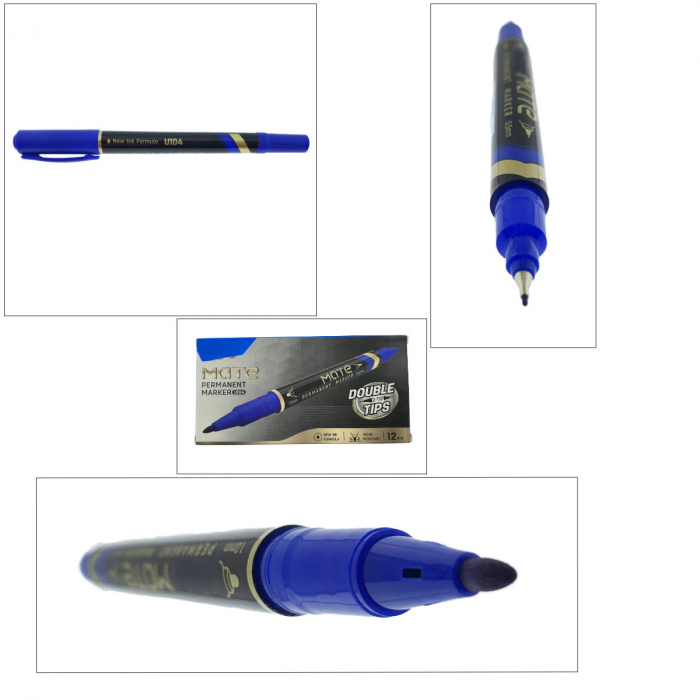 Set 12 markere permanente albastre cu 2 varfuri de 0.5mm si 1mm, pentru suprafete diverse [3]