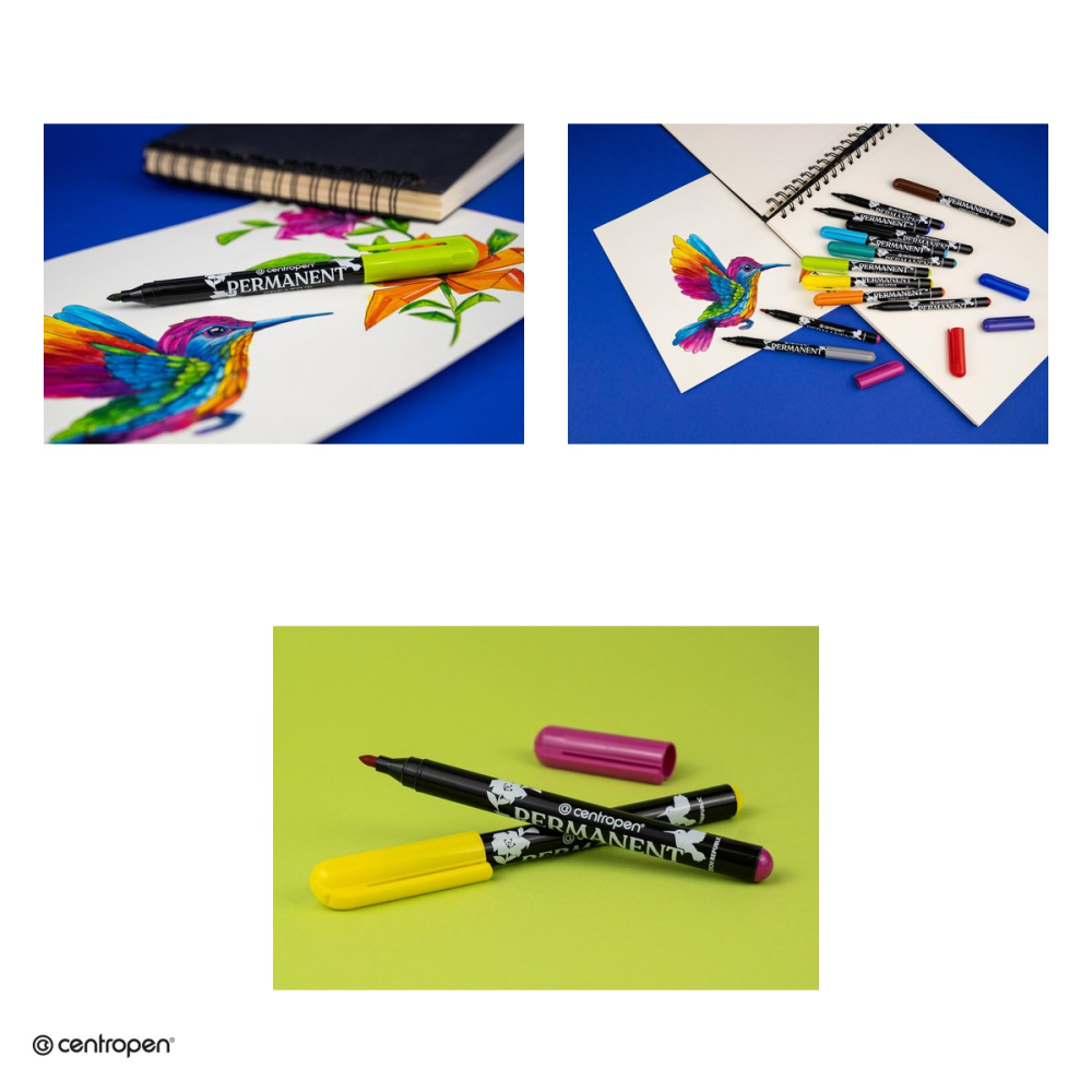 Set 12 markere permanente Centropen 2896 Permanent Creative Slim, varf rotund 2 mm, 12 culori [4]