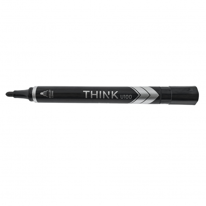 Set 12 markere permanente negre, THINK U100, cu varf rotund 1.5MM, pentru scris pe orice suprafata [3]