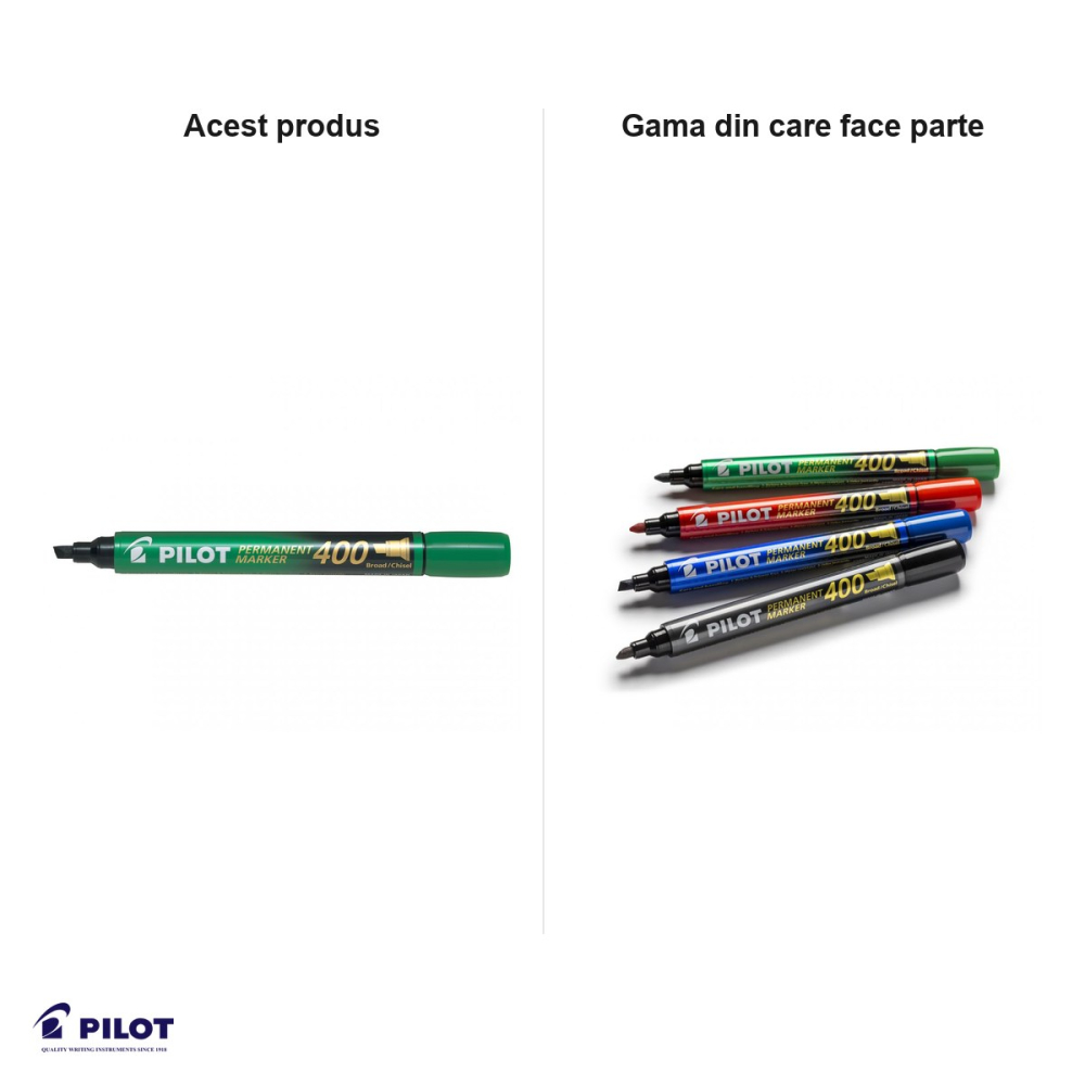 Set 12 markere permanente Pilot P400, varf tesit 4 mm, cerneala verde [7]
