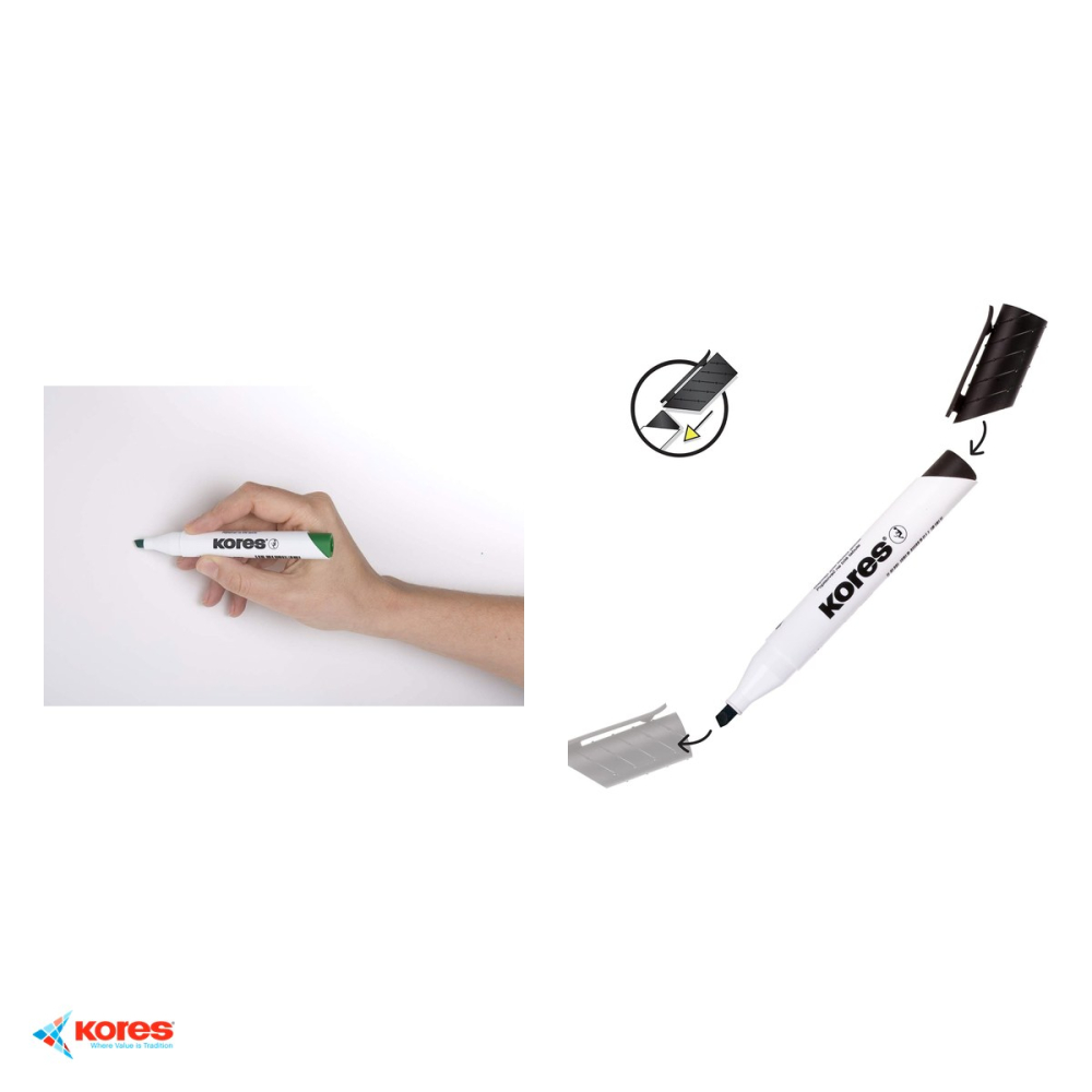 Set 12 markere whiteboard Kores, varf Easy Flow 3mm, culoare albastra, pentru whiteboard si flipchart [4]