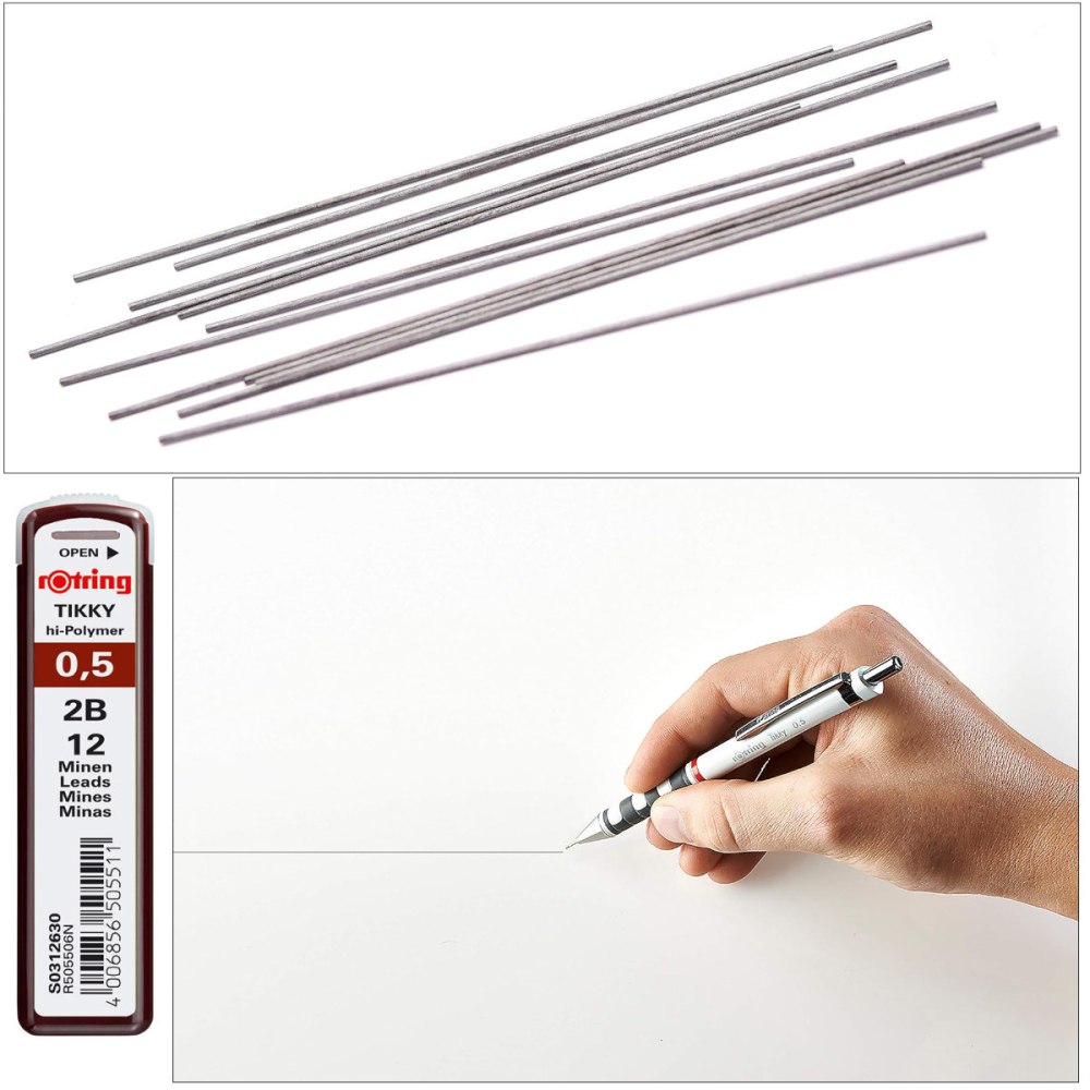 Set 12 mine creion 0.5mm 2B cu Rezistenta Extra la Rupere, pentru Desen Tehnic si Scriere, in Etui Protector Rotring [5]
