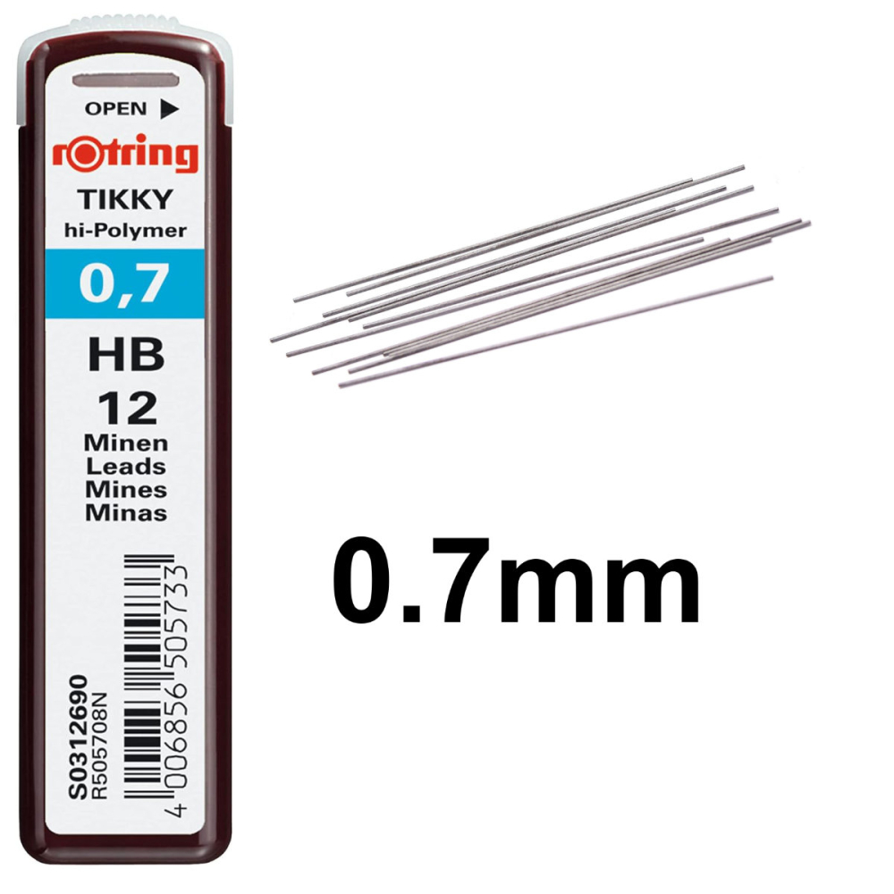 Set 12 mine creion 0.7mm HB cu Rezistenta Extra la Rupere, pentru Scriere Confortabila si Notite, in Etui Protector Rotring [2]