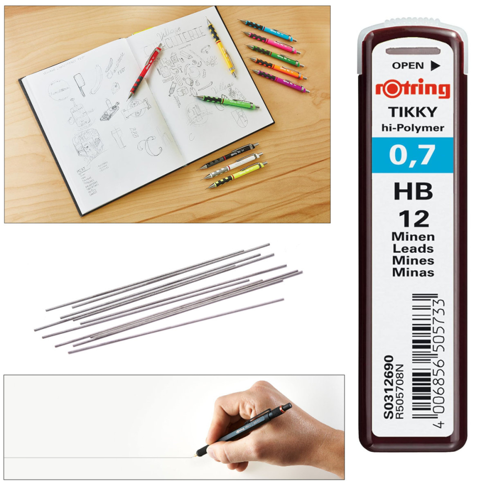 Set 12 mine creion 0.7mm HB cu Rezistenta Extra la Rupere, pentru Scriere Confortabila si Notite, in Etui Protector Rotring [5]