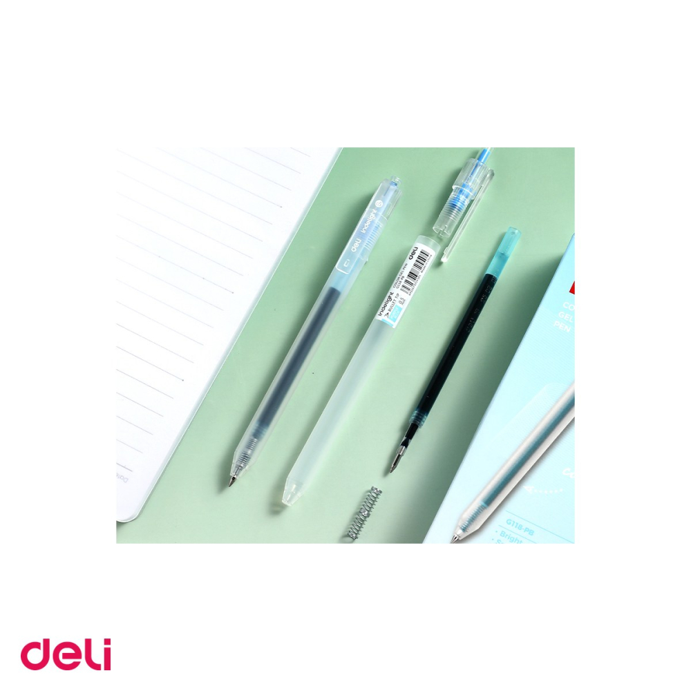 Set 12 pixuri cu gel Deli, cu mecanism, varf 0.5 mm, cerneala albastru-turcoaz [5]
