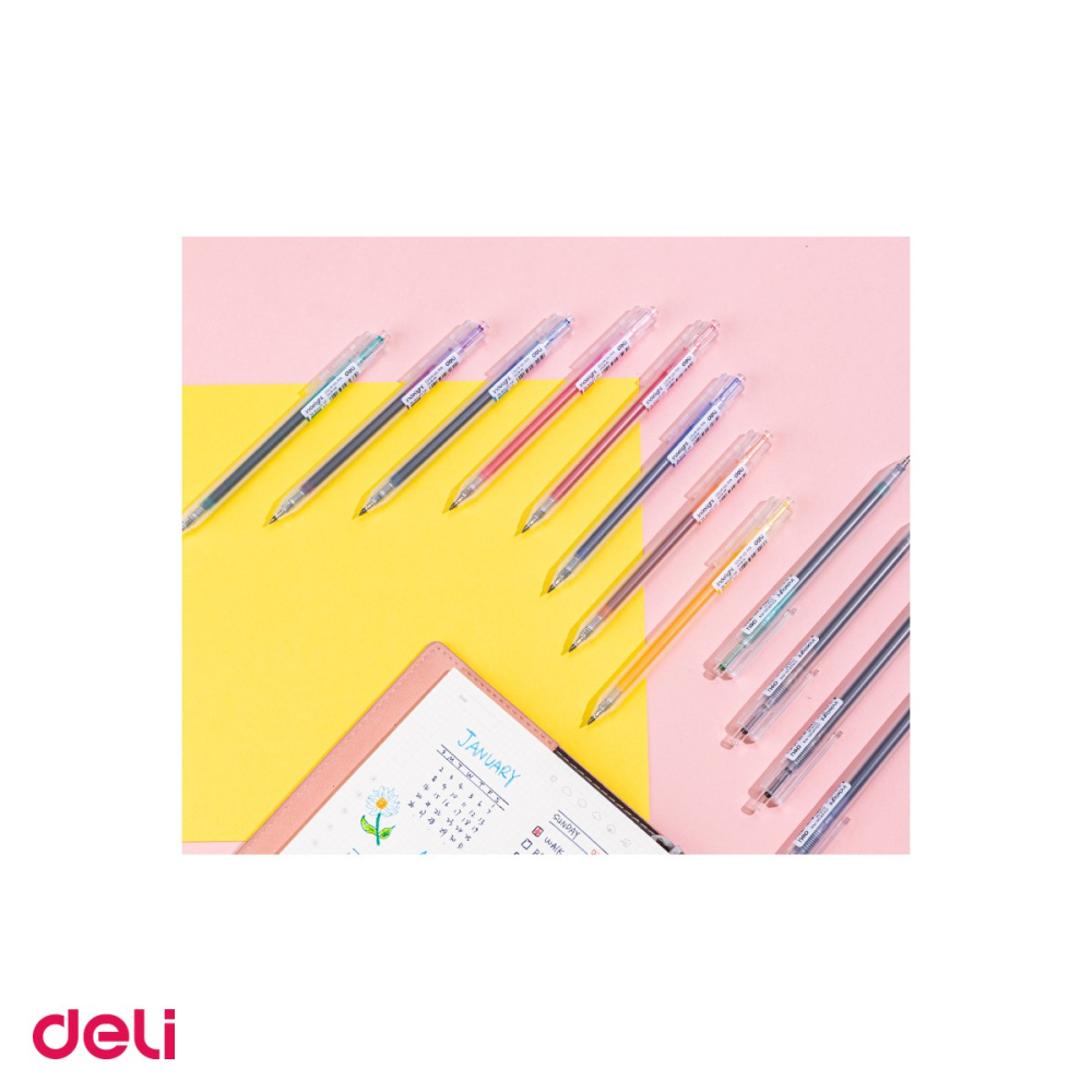 Set 12 pixuri cu gel Deli Delight, cu mecanism, varf 0.5 mm, culori diverse [5]