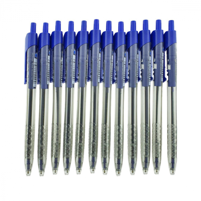 Set 12 pixuri cu mecanism, grosime scriere 0.7mm, cerneala albastra, model Arrow 38892, design ergonomic, scriere lina si fara scurgeri [2]