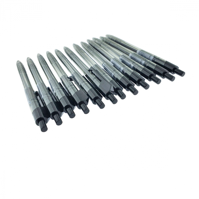 Set 12 pixuri cu mecanism, grosime scriere 0.7mm, cerneala neagra, model Arrow 38891, design ergonomic, scriere lina si fara scurgeri [2]