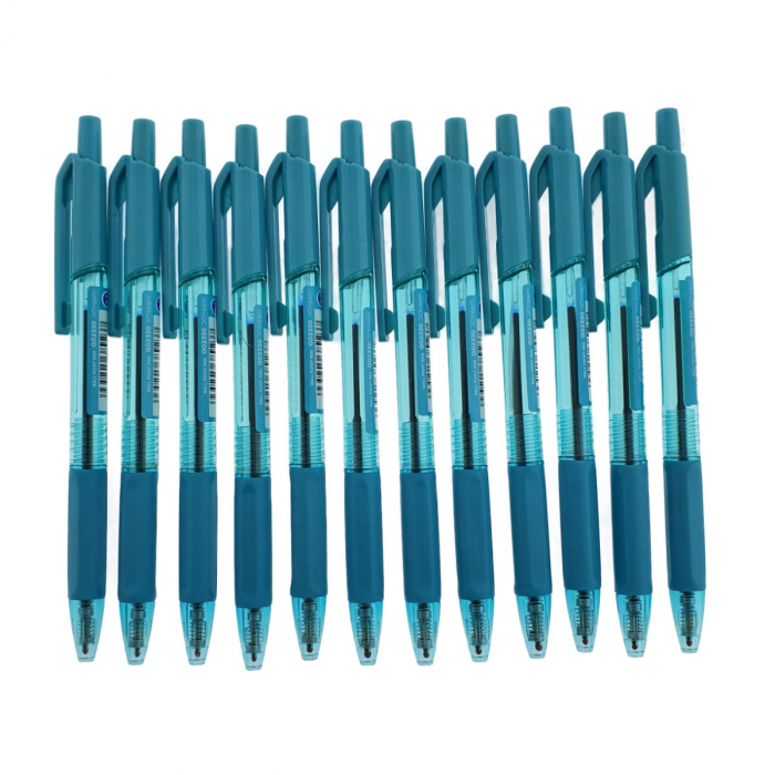 Set 12 pixuri cu mecanism si varf de 0.7mm, Soft Grip, cerneala albastra, design ergonomic, X-tream 37090, scriere lina, fara scurgeri [2]