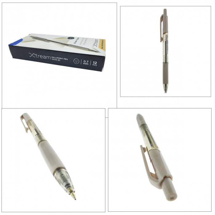 Set 12 pixuri cu mecanism si varf de 0.7mm, Soft Grip, cerneala neagra, design ergonomic, X-tream 37089, scriere lina, fara scurgeri [3]