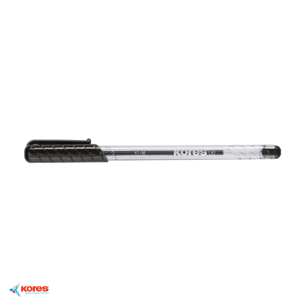 Set 12 pixuri de unica folosinta Kores K1, varf mediu 1mm, cerneala neagra, pentru scris zilnic [4]