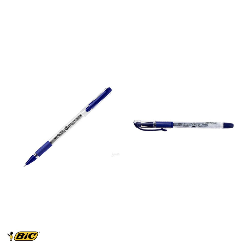 Set 12 rollere cu gel Bic Gelocity Stic cu capac, varf 0.5 mm, grip din cauciuc, albastre [4]