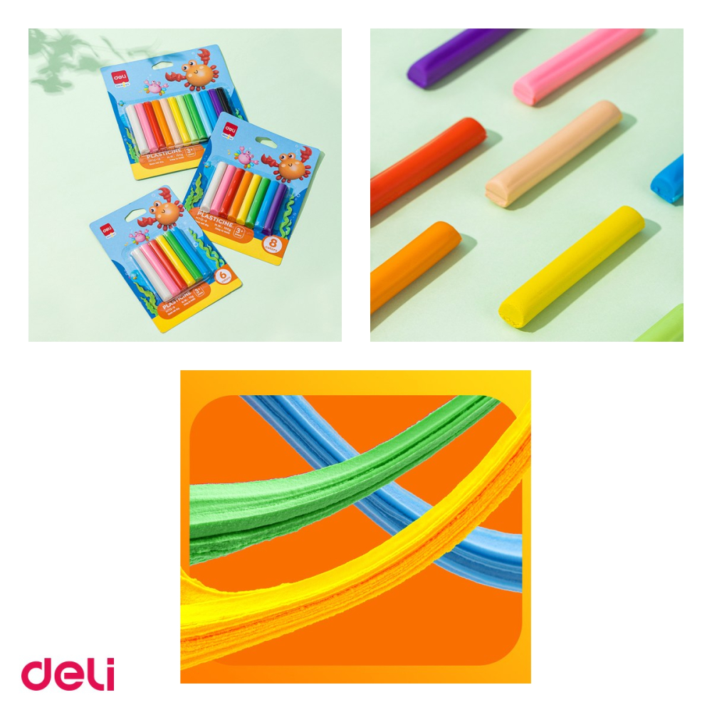 Set 12 seturi plastilina Deli, 12 culori, 160g, pentru modelaj creativ si dezvoltarea abilitatilor motorii la copii [4]