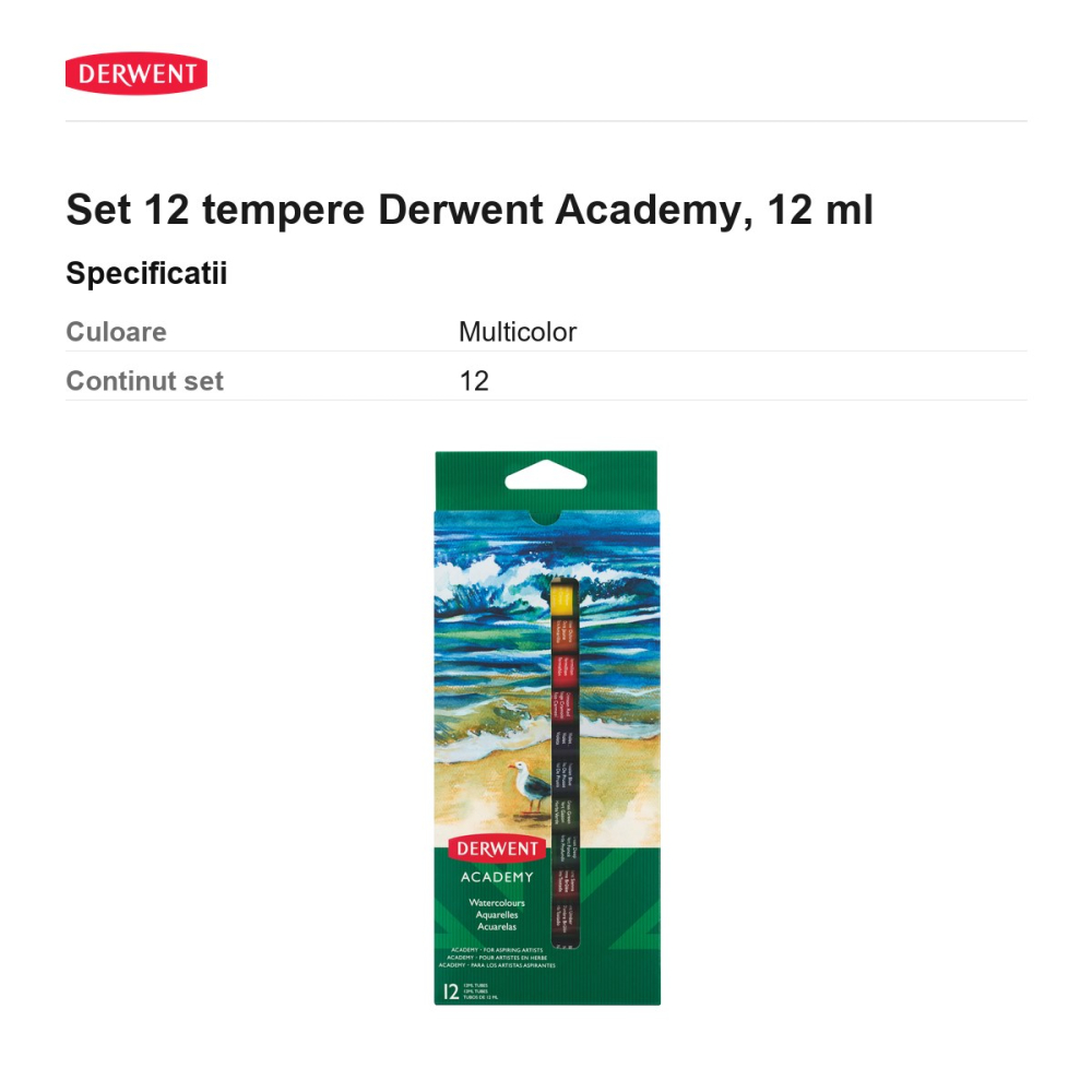 Set 12 tempere Derwent Academy, 12 ml [3]
