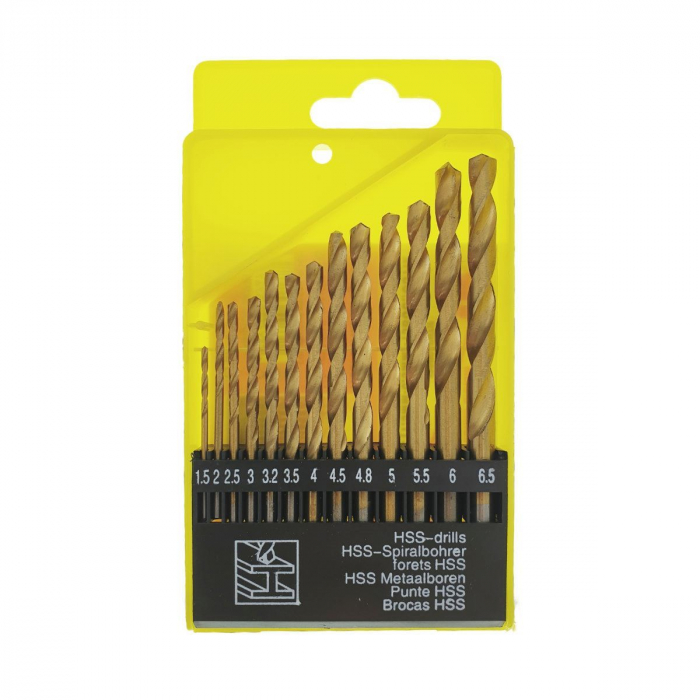 Set 13 burghie HSS Titan, DIN 338, pentru metal, de la 1.5 la 6.5mm, FAE-30767 [3]